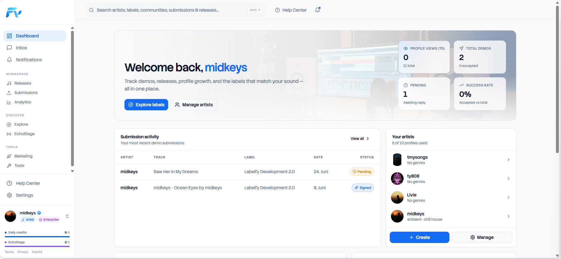 Labelling Platforms Log In Labelfy | Network with Labels and Artists
